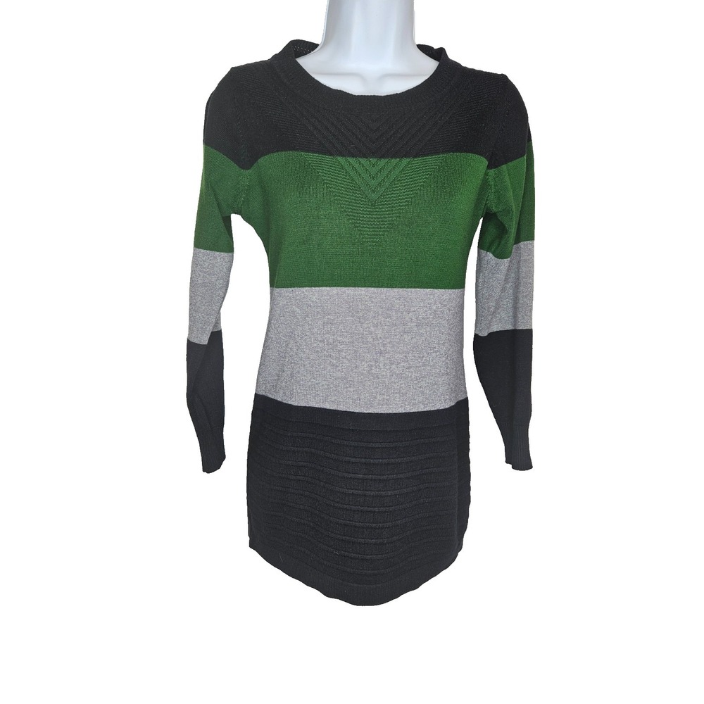 Heng Yuan Xiang Colorblock Sweater Dress 110 Green Gray Black Knit Beijing 2008